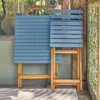 sweeek - Gartentisch aus Akazienholz, 2 Klappstühle - Blau Produktbild-Vorschau 7