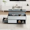 A multi-functional coffee table with storage is shown in a living room setting. Produktbild-Vorschau