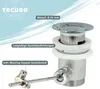 A close-up product shot of a sink drain assembly with descriptive labels. Produktbild-Vorschau