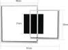 A diagram showing the dimensions of a modern geometric ceiling light fixture with two overlapping square frames and black rectangular inserts. Náhľad obrázku produktu