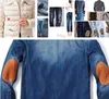 A collage of clothing items, primarily denim and outerwear, with a close-up of a denim shirt in the foreground. Produktbild-Vorschau