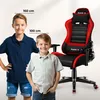 Two children are standing next to a gaming chair, with height markers indicating 100 cm and 160 cm. Náhled obrázku produktu