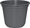A gray plastic plant pot is shown against a white background. Produktbild-Vorschau