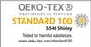OEKO-TEX STANDARD 100 certification logo with a product identification number and website. Anteprima dell’immagine prodotto