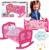 Puppenwiege, Klappbares Kinderbett, Set, Sichere Produktbild-Vorschau 2