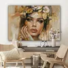 MuchoWow® - Leinwandbilder - Frau - Blumen - Gold - Produktbild-Vorschau 7