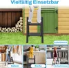 Collage of images showing a black 2-step folding ladder in various household and outdoor settings. Voir les images du produit