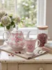 Clayre & Eef Tasse 300 ml Rosa Violett Porzellan Rosen Produktbild-Vorschau 5