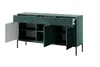 A green sideboard with fluted front and gold handles, shown with some doors and a drawer open. Produktbild-Vorschau