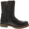 A side view of a brown leather boot with a zipper and fur lining. Produktbild-Vorschau