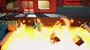 Characters in a video game are in a fiery environment with boxes. Náhled obrázku produktu