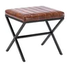 A brown upholstered stool with a black metal frame. Náhľad obrázku produktu