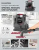 A cleaning device is shown in use on a carpet, with smaller inset images demonstrating its use in a car and on upholstery. Produktbild-Vorschau