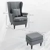 HOMCOM Ohrensessel mit Hocker Sessel mit Leinenoptik, Produktbild-Vorschau 3