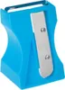 A blue pencil sharpener with a silver blade is shown against a white background. Produktbild-Vorschau