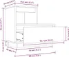 A diagram showing the dimensions of a wooden nightstand. Produktbild-Vorschau