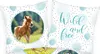 Two pillow covers, one with a foal image and the other with text. Produktbild-Vorschau