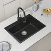 60x45cm Granitspüle Schwarz Küchenspüle Siphon Einbauspüle Produktbild-Vorschau 2