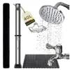 NovaTerra Solardusche 40L schwarz/silber mit Bodenelement Produktbild-Vorschau 1