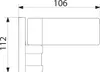 A technical drawing of a hinge with dimensions. Podgląd zdjęcia produktu