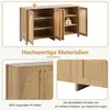 A collage of images showcasing a wooden sideboard with rattan doors, highlighting its materials and construction. Anteprima dell’immagine prodotto