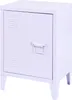 A white metal nightstand with a single door and a handle. Náhľad obrázku produktu