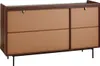 3-türiges Sideboard in Nussbaumoptik mit Stofffronten  B Produktbild-Vorschau 9