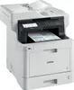 A white Brother MFC-L8900CDW 4-in-1 color laser multifunction printer is shown from a three-quarter front view against a white background. A document is partially fed into the output tray. Anteprima dell’immagine prodotto