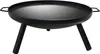 A black metal fire bowl with three legs, shown from a slightly elevated front-left angle on a white background. Produktbild-Vorschau