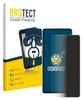 A product shot of a screen protector packaging and the screen protector itself, with marketing graphics. Produktbild-Vorschau