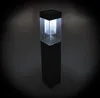A black solar garden light with a clear, textured plastic top that emits a cold white light. Produktbild-Vorschau