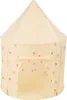 A light beige children's play tent with a star and heart pattern, set against a white background. Náhled obrázku produktu