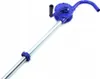 A blue rotary hand pump with a silver tube and a black handle, isolated on a white background. Náhled obrázku produktu
