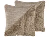 BELIANI Dekokissen 2er Set Beige Baumwolle u. Wolle mit Produktbild-Vorschau 1