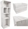 A set of white wooden crates stacked vertically and shown in separate close-up views. Produktbild-Vorschau