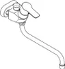 A line drawing of a wall-mounted faucet with a single lever handle and a curved spout. Anteprima dell’immagine prodotto