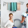 Nástěnný nerezový kůň na šaty, výsuvný držák na ručníky s 8 Náhled obrázku produktu 5