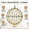 LED Kugel 20cm Schwarz - Leuchtkugel mit 100 LEDs für innen Produktbild-Vorschau 4