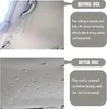 A split image showing the interior of a car's ceiling before and after using a repair kit. Produktbild-Vorschau