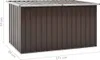 A 3D rendering of a brown storage box with dimensions indicated. Produktbild-Vorschau
