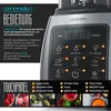 A close-up of a blender's control panel and a marketing graphic explaining its features and functions. Produktbild-Vorschau