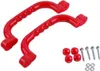 Two red plastic handles and hardware on a white background. Anteprima dell’immagine prodotto
