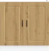 A front view of a two-door cabinet with a wood grain finish. Podgląd zdjęcia produktu