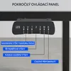 A close-up of a control panel for a standing desk, with labels indicating different functions. Náhled obrázku produktu