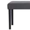 A close-up view of the legs and underside of a gray upholstered bench. Náhled obrázku produktu