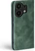 A green flip cover case for a smartphone, shown from the side. Produktbild-Vorschau