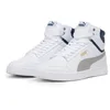 A pair of white Puma mid-top sneakers with gray and blue accents. Produktbild-Vorschau