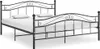 A black metal bed frame with a mattress and two pillows, displayed against a white background. Podgląd zdjęcia produktu
