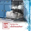 A dishwasher filled with clean dishes, with a splash of water on the right side. Anteprima dell’immagine prodotto