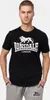 A man wearing a black Lonsdale t-shirt and grey sweatpants. Produktbild-Vorschau